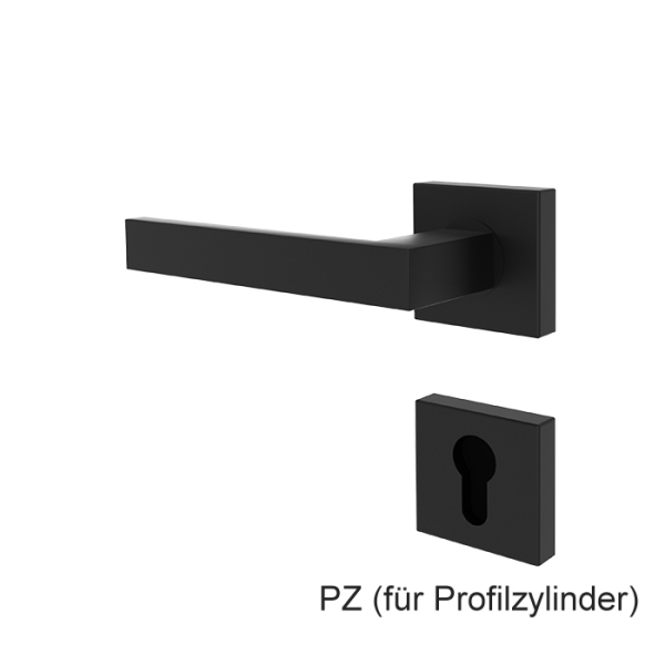 WE-Türgriff RHODOS mattschwarz mit eckigen Rosetten