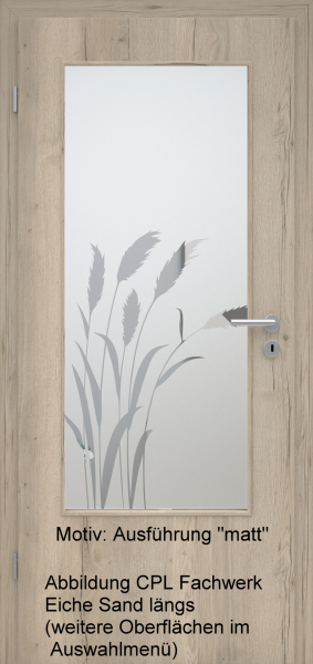 Tür mit Glasmotiv Sand 92 auf weißem Glas