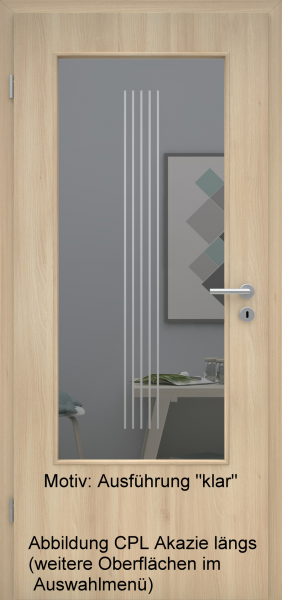 Tür mit Glasmotiv Sand 3 auf grauem Glas