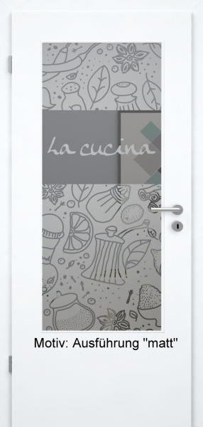 Tür mit Glasmotiv Sand 53 auf grauem Glas