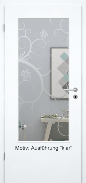 Tür mit Glasmotiv Sand 38 auf weißem Glas