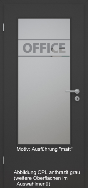 Tür mit Glasmotiv Sand 84 auf grauem Glas