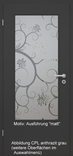 Tür mit Glasmotiv Sand 38 auf grauem Glas