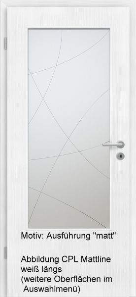 Tür mit Glasmotiv Sand 90 auf weißem Glas
