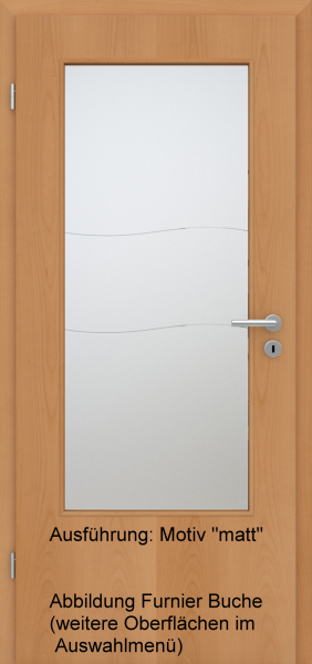 Tür Eckkante mit Glasmotiv Sand 86 auf weißem Glas