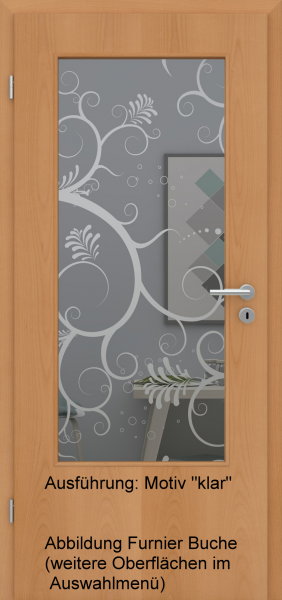 Tür Eckkante mit Glasmotiv Sand 38 auf grauem Glas