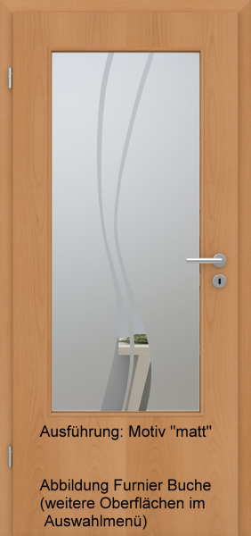 Tür Eckkante mit Glasmotiv Sand 51 auf weißem Glas