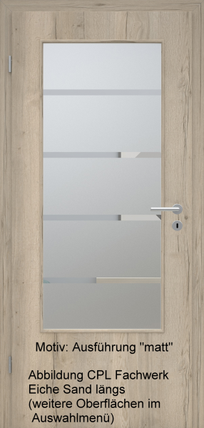 Tür mit Glasmotiv Sand 48 auf weißem Glas
