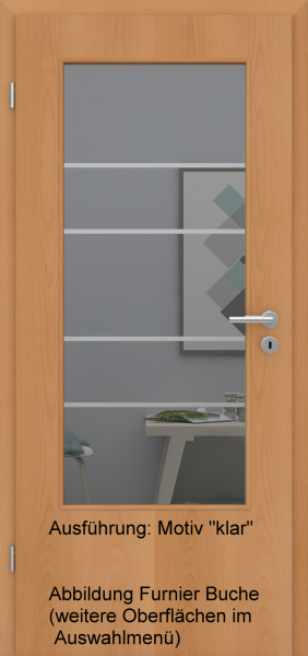 Tür Eckkante mit Glasmotiv Sand 29 auf grauem Glas