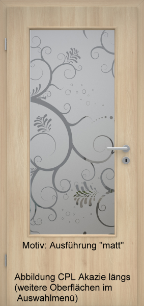Tür mit Glasmotiv Sand 38 auf grauem Glas