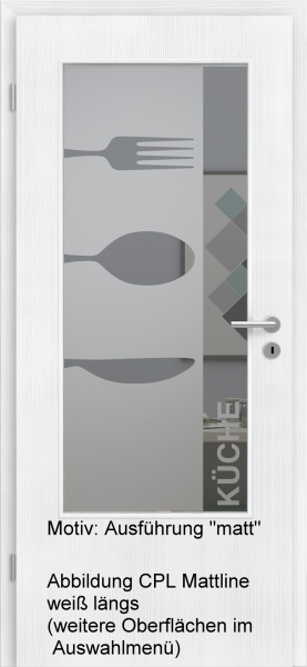 Tür mit Glasmotiv Sand 52 auf grauem Glas