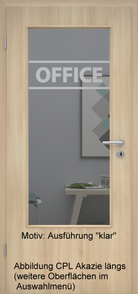 Tür mit Glasmotiv Sand 84 auf grauem Glas