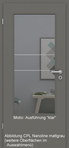 Tür mit Glasmotiv Sand 21 auf grauem Glas