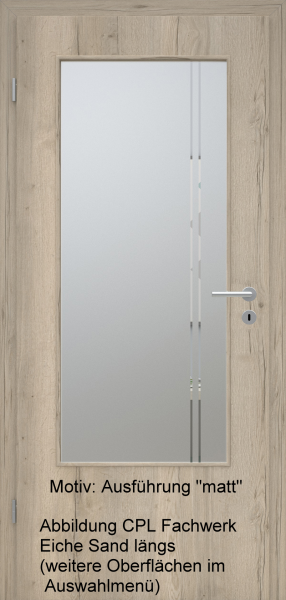Tür mit Glasmotiv Sand 23 auf weißem Glas