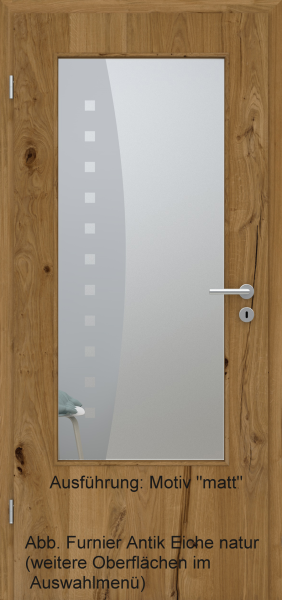 Tür Furnier ANTIK mit Glasmotiv Sand 9 auf weißem Glas