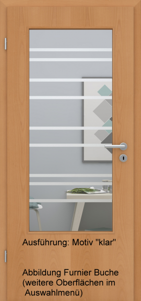 Tür Eckkante mit Glasmotiv Sand 89 auf weißem Glas