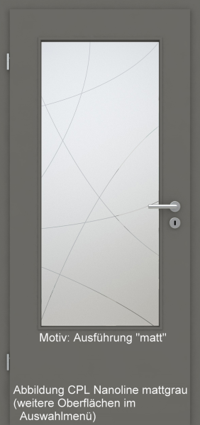 Tür mit Glasmotiv Sand 90 auf weißem Glas