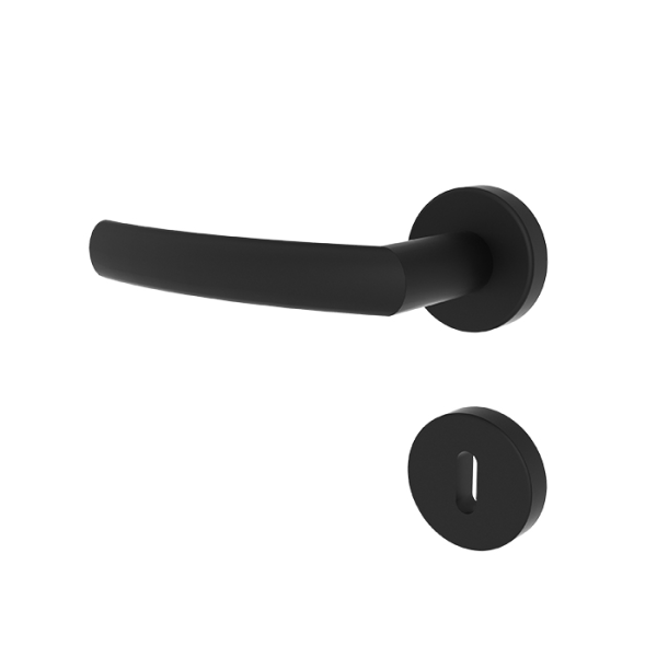 Türgriff LARA mattschwarz mit runden Rosetten