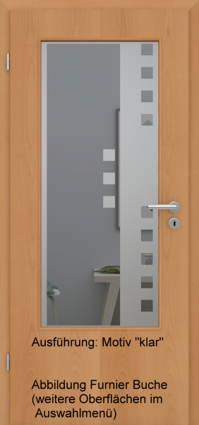 Tür Eckkante mit Glasmotiv Sand 8 auf grauem Glas