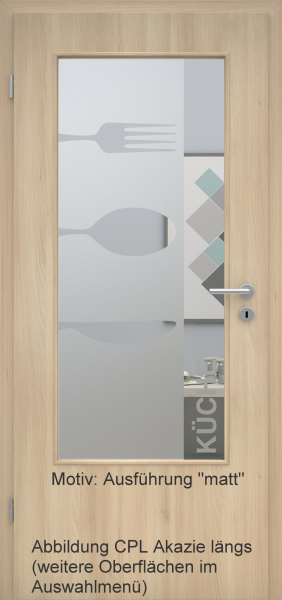 Tür mit Glasmotiv Sand 52 auf weißem Glas