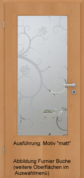 Tür Eckkante mit Glasmotiv Sand 38 auf weißem Glas