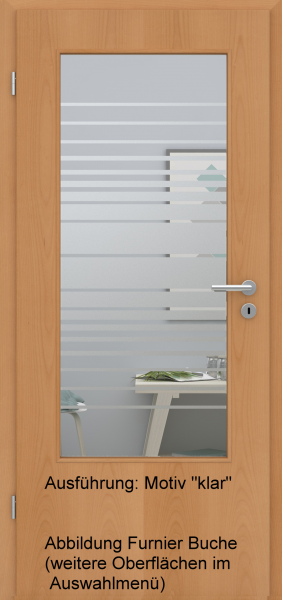 Tür Eckkante mit Glasmotiv Sand 17 auf weißem Glas