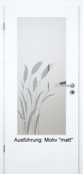 Tür mit Glasmotiv Sand 92 auf weißem Glas