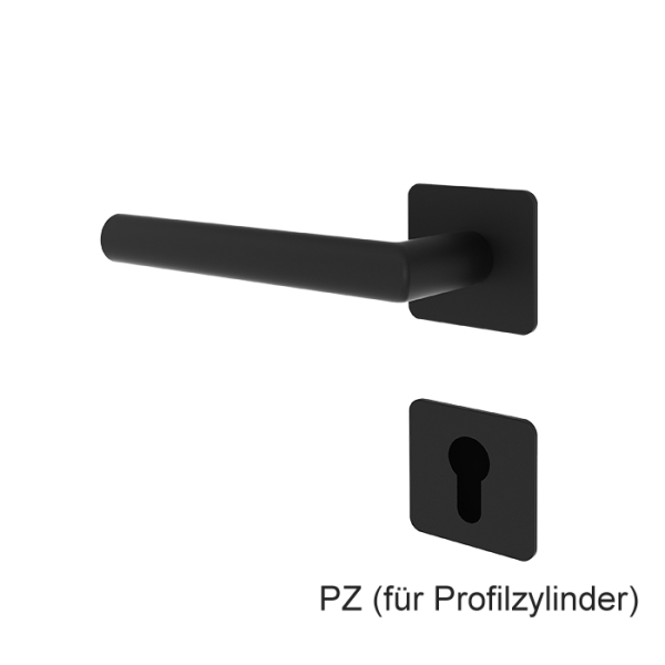 WE-Türgriff BALTRUM mattschwarz mit eckigen Flach-Rosetten