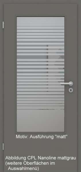 Tür mit Glasmotiv Sand 80 auf grauem Glas