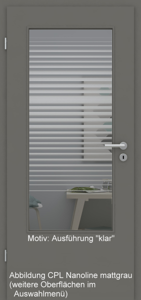 Tür mit Glasmotiv Sand 80 auf grauem Glas