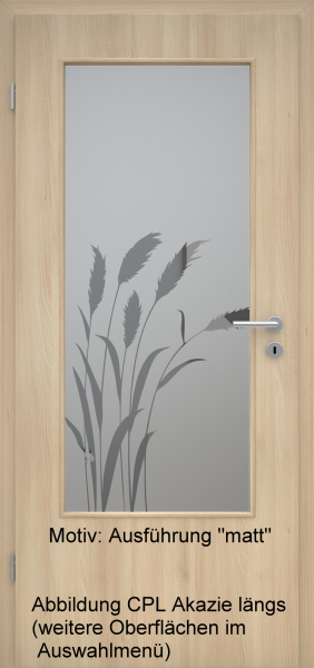 Tür mit Glasmotiv Sand 92 auf grauem Glas