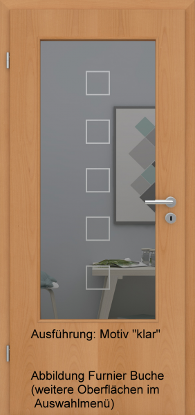 Tür Eckkante mit Glasmotiv Sand 12 auf grauem Glas