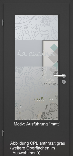 Tür mit Glasmotiv Sand 53 auf weißem Glas