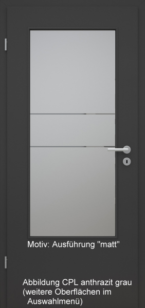 Tür mit Glasmotiv Sand 21 auf grauem Glas