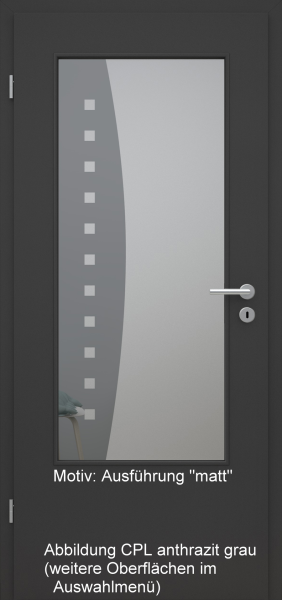 Tür mit Glasmotiv Sand 9 auf grauem Glas