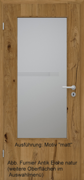 Tür Furnier ANTIK mit Glasmotiv Sand 81 auf grauem Glas