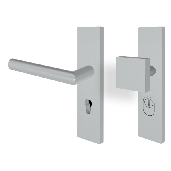 Schutzbeschlag BALTRUM Edelstahl / Langschild eckig + Kernziehschutz
