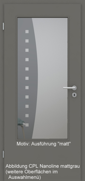 Tür mit Glasmotiv Sand 9 auf grauem Glas