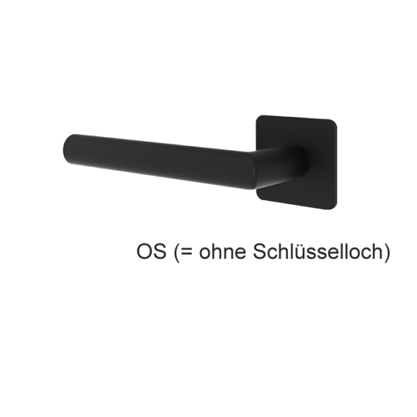Türgriff BALTRUM mattschwarz mit eckigen Flach-Rosetten