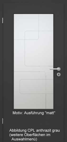 Tür mit Glasmotiv Sand 91 auf weißem Glas