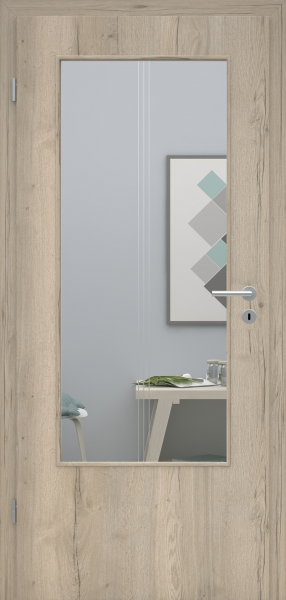 Tür mit Glasmotiv Sand 82 auf weißem Glas