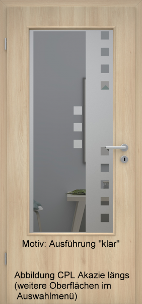 Tür mit Glasmotiv Sand 8 auf grauem Glas