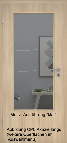 Tür mit Glasmotiv Sand 86 auf grauem Glas