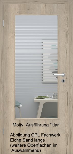 Tür mit Glasmotiv Sand 80 auf weißem Glas