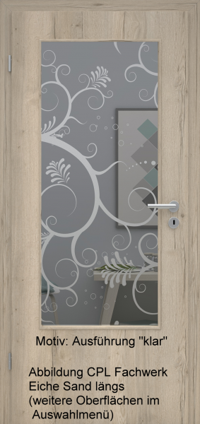 Tür mit Glasmotiv Sand 38 auf grauem Glas
