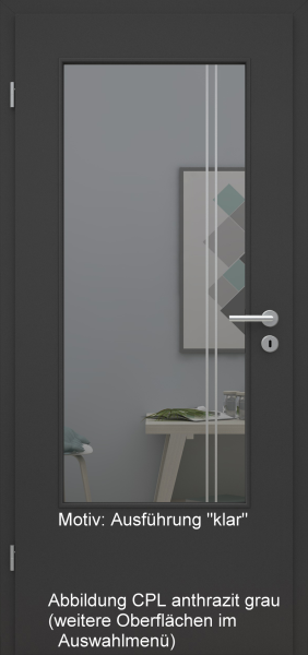 Tür mit Glasmotiv Sand 23 auf grauem Glas
