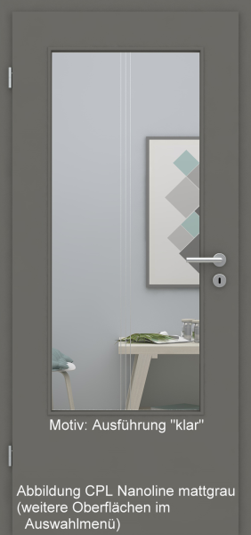 Tür mit Glasmotiv Sand 82 auf weißem Glas