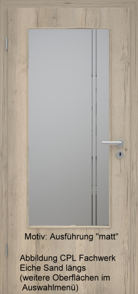 Tür mit Glasmotiv Sand 23 auf grauem Glas