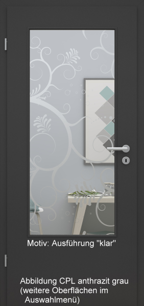 Tür mit Glasmotiv Sand 38 auf weißem Glas