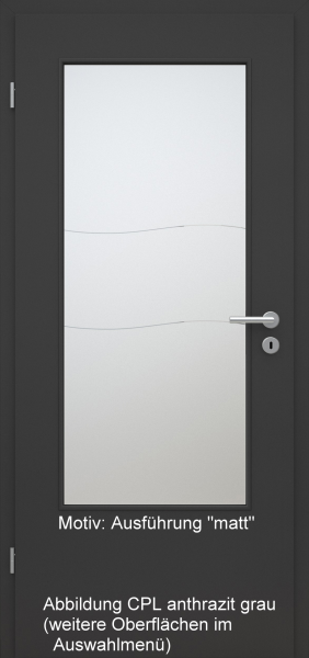 Tür mit Glasmotiv Sand 86 auf weißem Glas